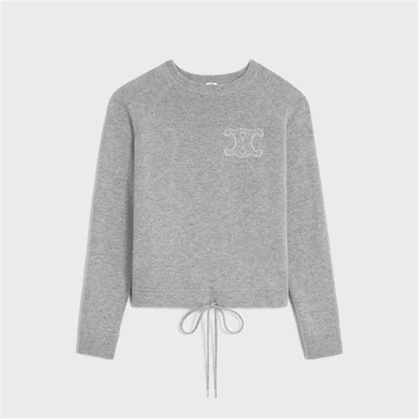 celine grey cashmere sweater|TRIOMPHE CREW NECK SWEATER IN WOOL AND .